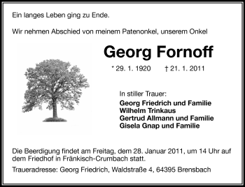 Traueranzeige von Georg Fornoff von Echo-Zeitungen (Gesamtausgabe)