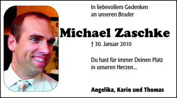 Traueranzeige von Michael Zaschke von Echo-Zeitungen (Gesamtausgabe)