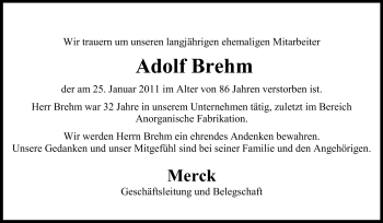 Traueranzeige von Adolf Brehm von Echo-Zeitungen (Gesamtausgabe)