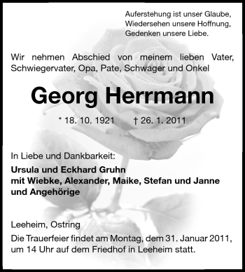 Traueranzeige von Georg Herrmann von Rüsselsheimer Echo, Groß-Gerauer-Echo, Ried Echo