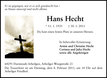 Traueranzeige von Hans Hecht von Echo-Zeitungen (Gesamtausgabe)