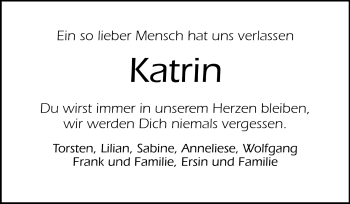 Traueranzeige von Katrin Klein von Echo-Zeitungen (Gesamtausgabe)