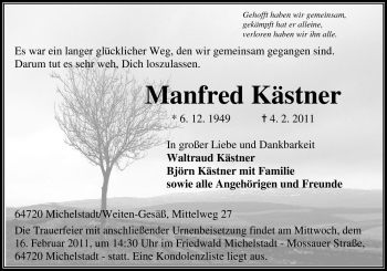 Traueranzeige von Manfred Kästner von Odenwälder Echo