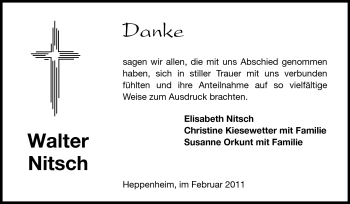 Traueranzeige von Walter Nitsch von Starkenburger Echo
