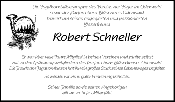 Traueranzeige von Robert Schneller von Odenwälder Echo