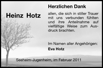 Traueranzeige von Heinz Hotz von Echo-Zeitungen (Gesamtausgabe)