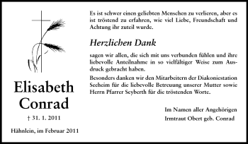 Traueranzeige von Elisabeth Conrad von Echo-Zeitungen (Gesamtausgabe)