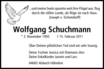 Traueranzeige von Wolfgang Schuchmann von Echo-Zeitungen (Gesamtausgabe)