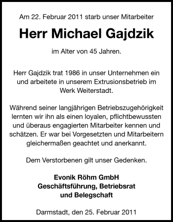 Traueranzeige von Michael Gajdzik von Echo-Zeitungen (Gesamtausgabe)