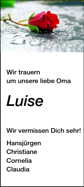 Traueranzeige von Luise - von Odenwälder Echo