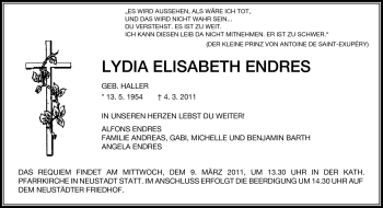 Traueranzeige von Lydia Elisabeth Endres von Odenwälder Echo