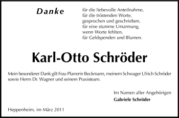 Traueranzeige von Karl-Otto Schröder von Starkenburger Echo