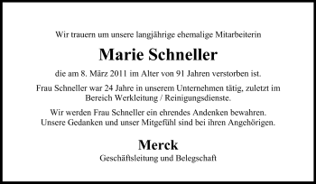 Traueranzeige von Marie Schneller von Echo-Zeitungen (Gesamtausgabe)