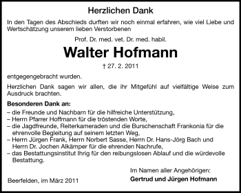 Traueranzeige von Walter Hofmann von Odenwälder Echo