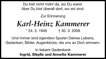 Traueranzeige von Karl-Heinz Kammerer von Darmstädter Echo, Odenwälder Echo, Rüsselsheimer Echo, Groß-Gerauer-Echo, Ried Echo