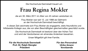 Traueranzeige von Regina Mokler von Echo-Zeitungen (Gesamtausgabe)
