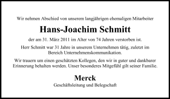 Traueranzeige von Hans-Joachim Schmitt von Echo-Zeitungen (Gesamtausgabe)