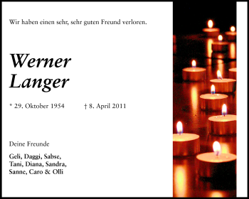 Traueranzeige von Werner Langer von Rüsselsheimer Echo, Groß-Gerauer-Echo, Ried Echo