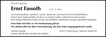 Traueranzeige von Ernst Fassoth von Echo-Zeitungen (Gesamtausgabe)