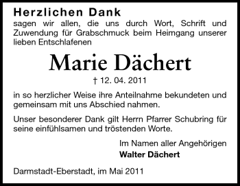 Traueranzeige von Marie Dächert von Echo-Zeitungen (Gesamtausgabe)