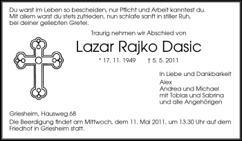 Traueranzeige von Lazar Rajko Dasic von Echo-Zeitungen (Gesamtausgabe)