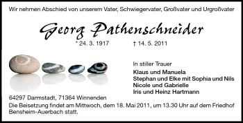 Traueranzeige von Georg Pathenschneider von Echo-Zeitungen (Gesamtausgabe)