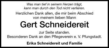 Traueranzeige von Gert Schneidereit  von Echo-Zeitungen (Gesamtausgabe)