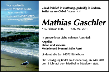 Traueranzeige von Angelika Gaschler von Rüsselsheimer Echo, Groß-Gerauer-Echo, Ried Echo