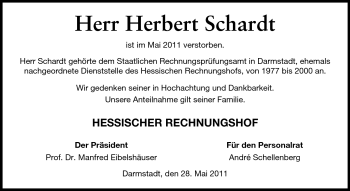 Traueranzeige von Herbert Schardt von Echo-Zeitungen (Gesamtausgabe)