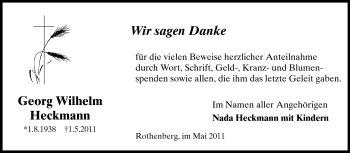 Traueranzeige von Georg Wilhelm Heckmann von Odenwälder Echo