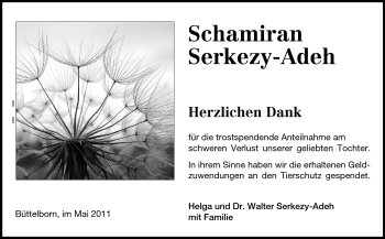 Traueranzeige von Shamiran Serkezy-Adeh von Darmstädter Echo, Odenwälder Echo, Rüsselsheimer Echo, Groß-Gerauer-Echo, Ried Echo