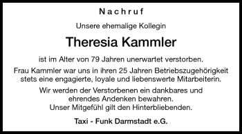 Traueranzeige von Theresia Kammler von Echo-Zeitungen (Gesamtausgabe)