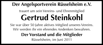 Traueranzeige von Gertrud Steinkohl von Rüsselsheimer Echo, Groß-Gerauer-Echo, Ried Echo