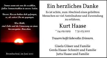 Traueranzeige von Kurt Haase von Echo-Zeitungen (Gesamtausgabe)