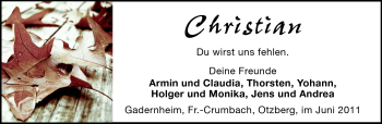 Traueranzeige von Christian - von Odenwälder Echo