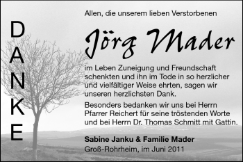 Traueranzeige von Jörg Mader von Echo-Zeitungen (Gesamtausgabe)
