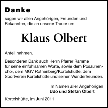 Traueranzeige von Klaus Olbert von Odenwälder Echo