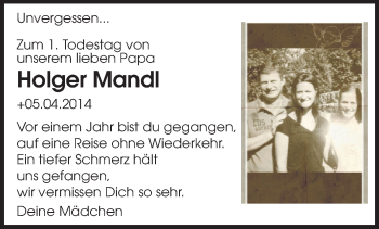 Traueranzeige von Holger Mandl von Odenwälder Echo