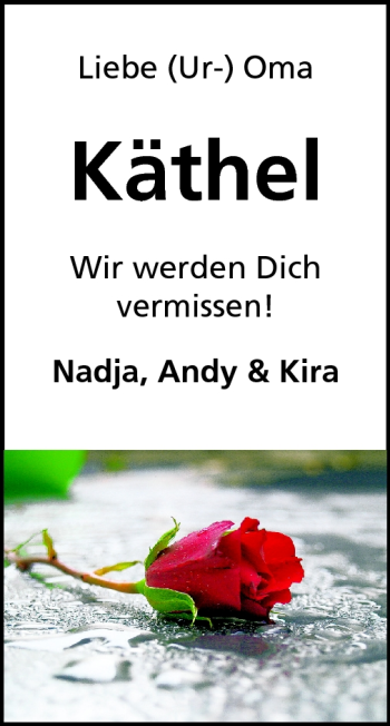 Traueranzeige von Käthel - von Rüsselsheimer Echo, Groß-Gerauer-Echo, Ried Echo