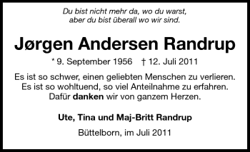 Traueranzeige von Jørgen Andersen Randrup von Rüsselsheimer Echo, Groß-Gerauer-Echo, Ried Echo