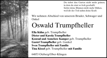 Traueranzeige von Oswald Trumpfheller von Echo-Zeitungen (Gesamtausgabe)