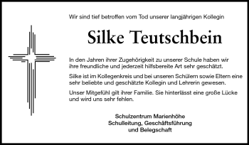 Traueranzeige von Silke Teutschbein von Echo-Zeitungen (Gesamtausgabe)