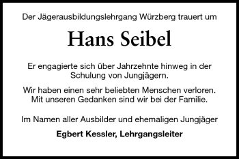Traueranzeige von Hans Seibel von Odenwälder Echo