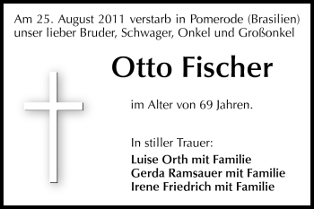 Traueranzeige von Otto Fischer von Darmstädter Echo, Odenwälder Echo, Rüsselsheimer Echo, Groß-Gerauer-Echo, Ried Echo