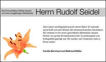 Traueranzeige von Rudolf Seidel von Odenwälder Echo