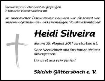 Traueranzeige von Heidi Silveira von Odenwälder Echo