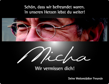 Traueranzeige von Micha Bratu von Echo-Zeitungen (Gesamtausgabe)