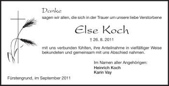 Traueranzeige von Else Koch von Odenwälder Echo