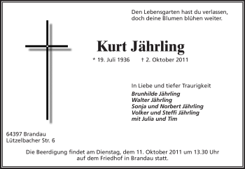 Traueranzeige von Kurt Jährling von Echo-Zeitungen (Gesamtausgabe)