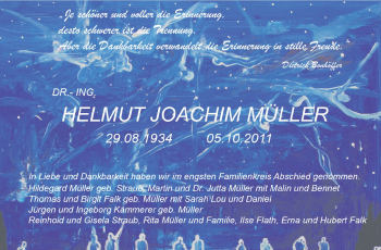 Traueranzeige von Helmut Joachim Müller von Echo-Zeitungen (Gesamtausgabe)
